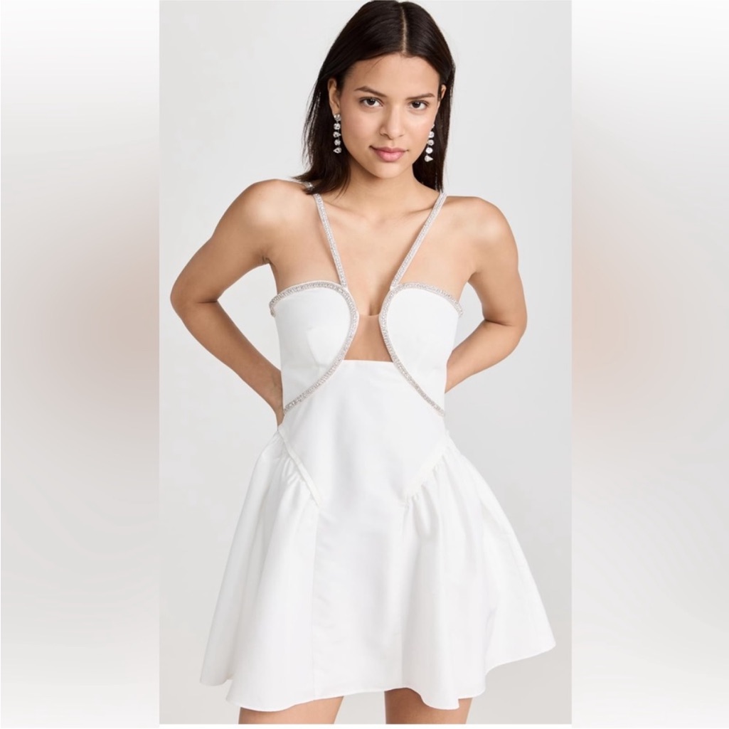 Self-Portrait White Dress With Silver Accents